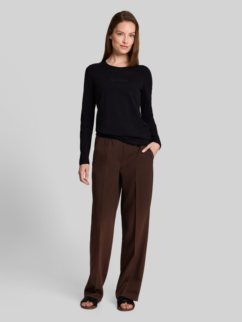 Tom Tailor Straight Hose mit Bügelfalte - Java Dark Brown