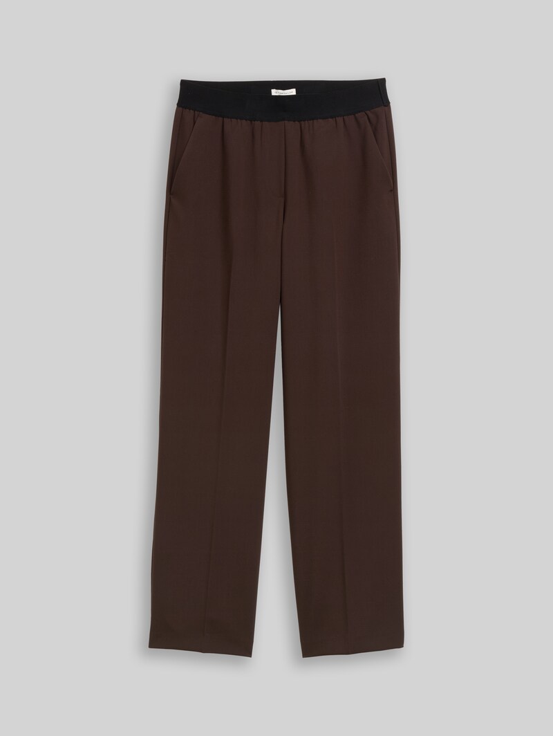 Tom Tailor Straight Hose mit Bügelfalte - Java Dark Brown