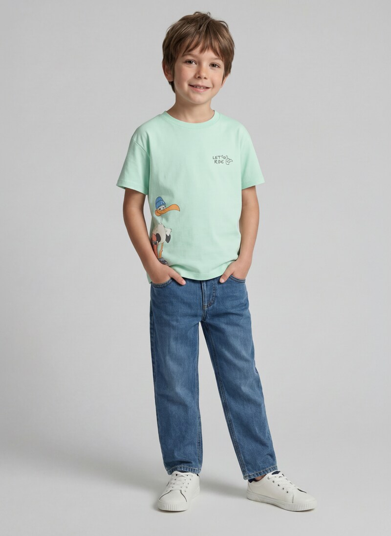Tom Tailor Oversize T-Shirt mit Print - Light Bay Green