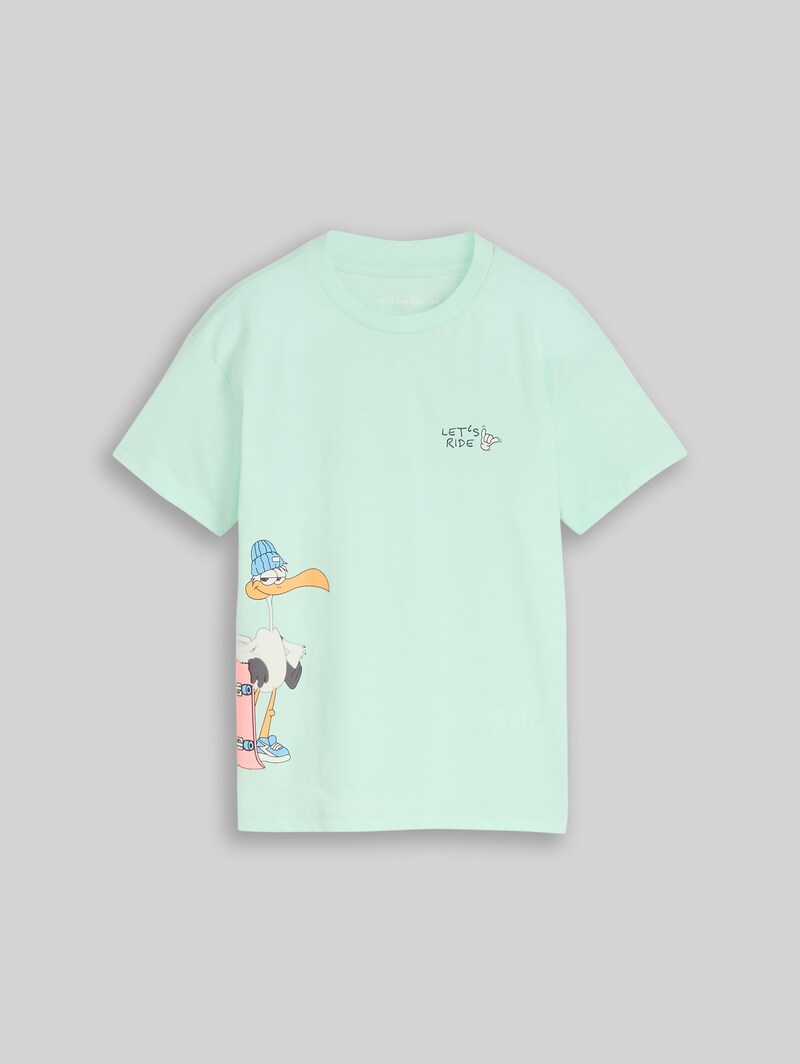Tom Tailor Oversize T-Shirt mit Print - Light Bay Green