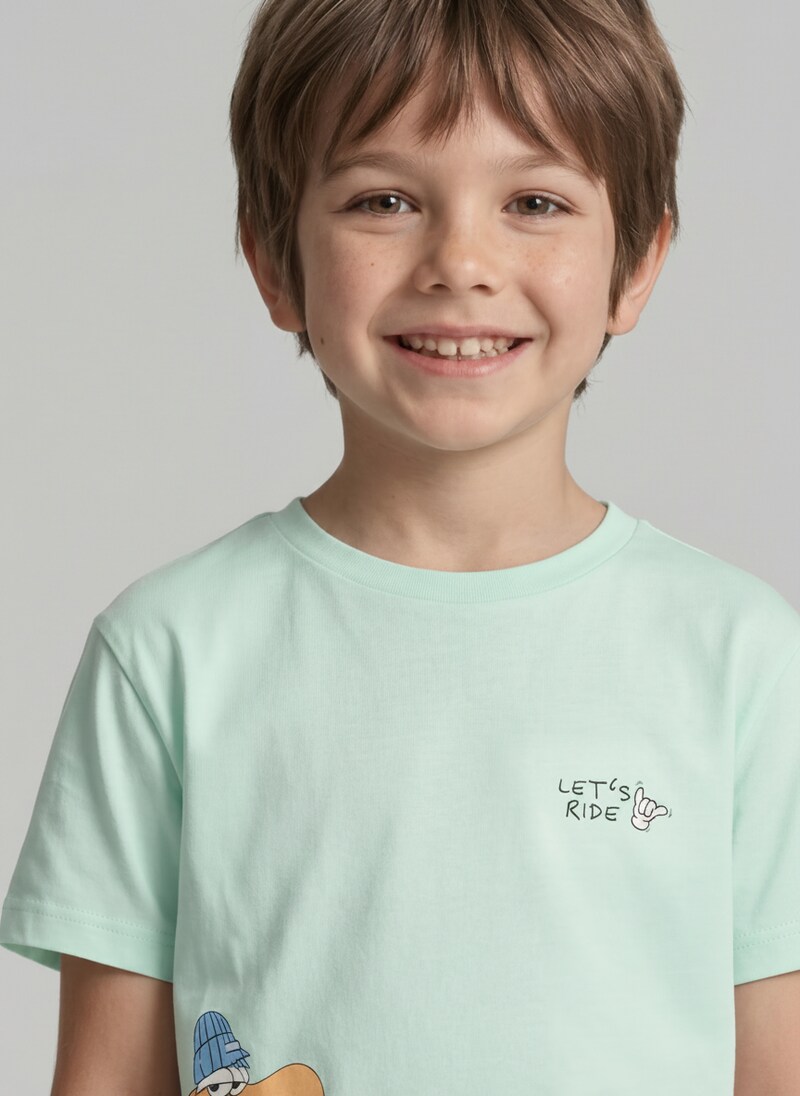 Tom Tailor Oversize T-Shirt mit Print - Light Bay Green