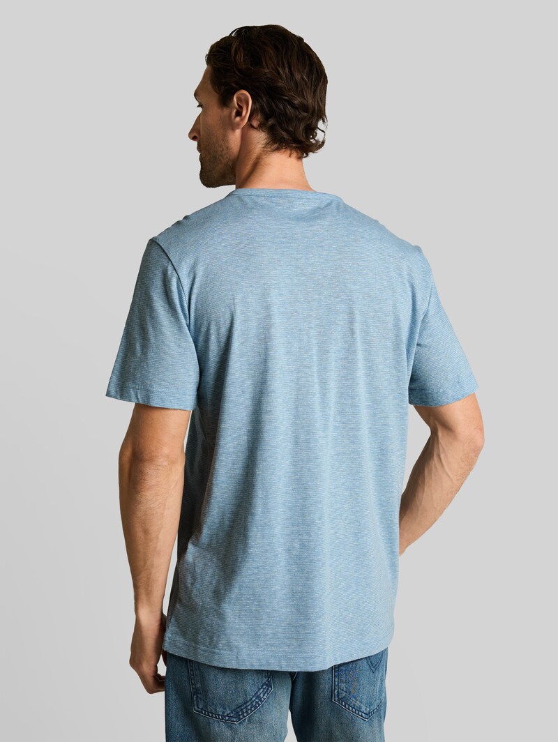 Tom Tailor Henley T-Shirt mit feinem Streifenmuster - Spring Blue Fine Stripe