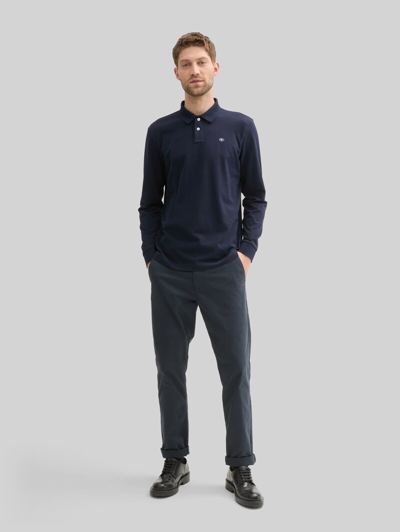 Tom Tailor Langarm Piqué Poloshirt - Sky Captain Blue