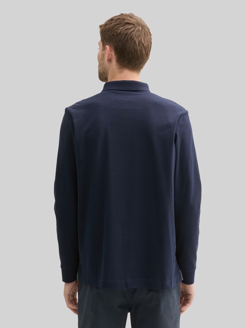 Tom Tailor Langarm Piqué Poloshirt - Sky Captain Blue