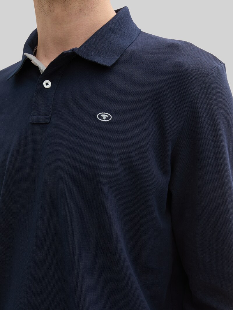 Tom Tailor Langarm Piqué Poloshirt - Sky Captain Blue