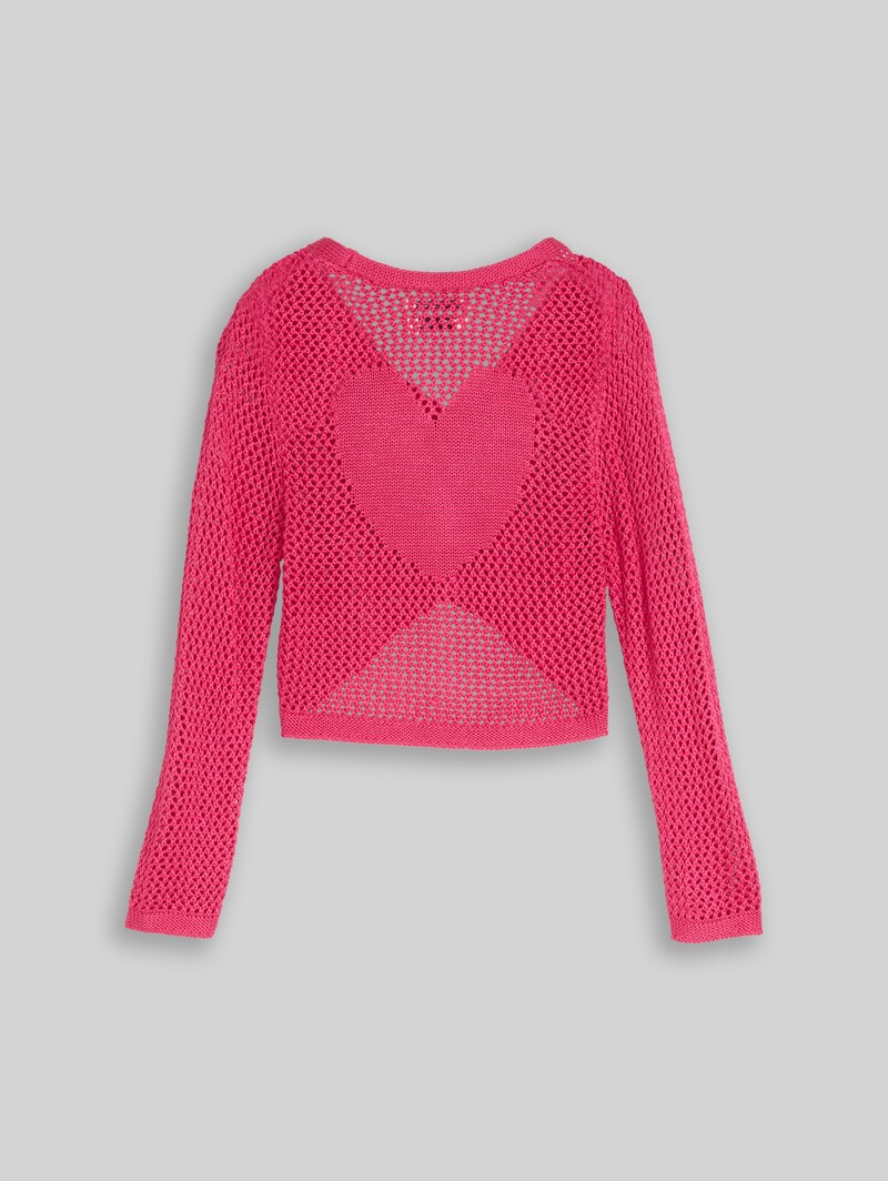 Tom Tailor Cropped Cardigan mit Rückenmuster - Flashy Pink Tom Tailor Cropped Cardigan mit Rückenmuster - Flashy Pink