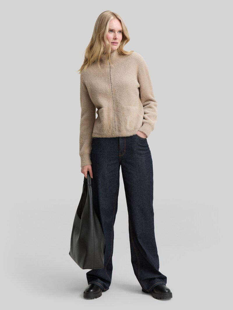 Tom Tailor Cardigan aus Federgarn - Soft Taupe Grey