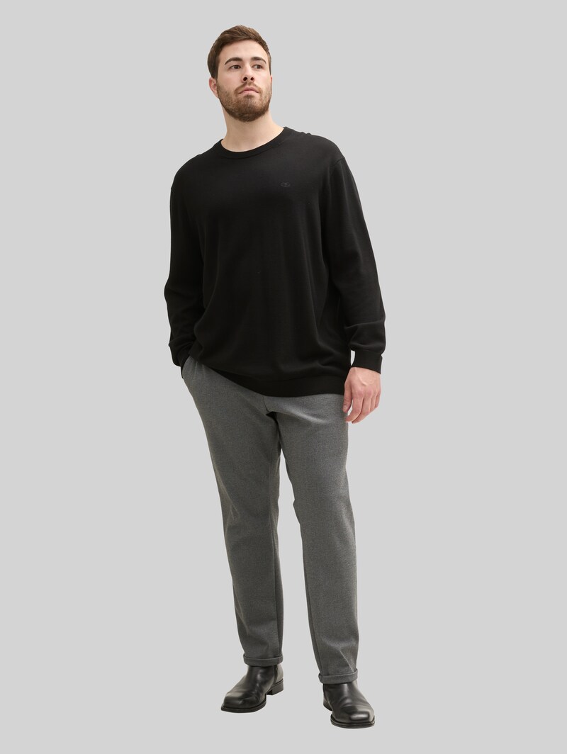 Tom Tailor Plus Size - Strickpullover mit Logo Stickerei - Black