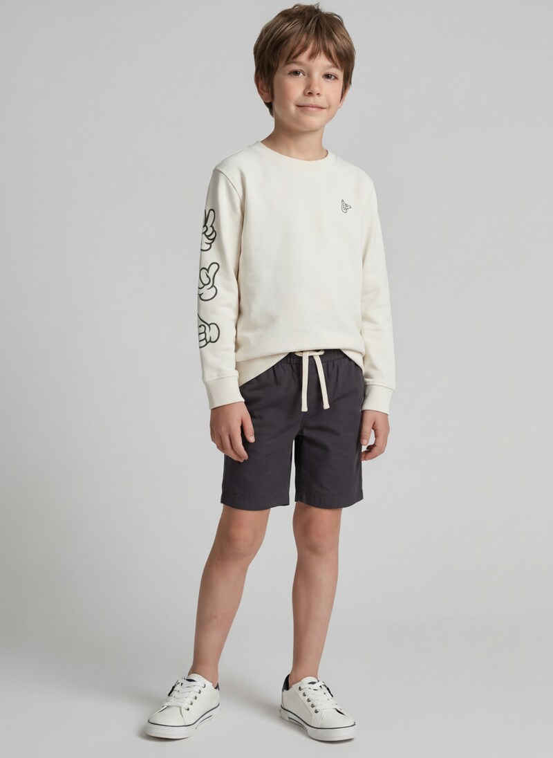 Tom Tailor Basic Sweatshirt mit Print - Greyish White