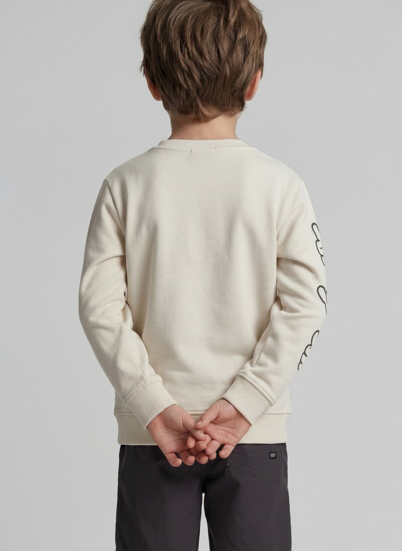 Tom Tailor Basic Sweatshirt mit Print - Greyish White