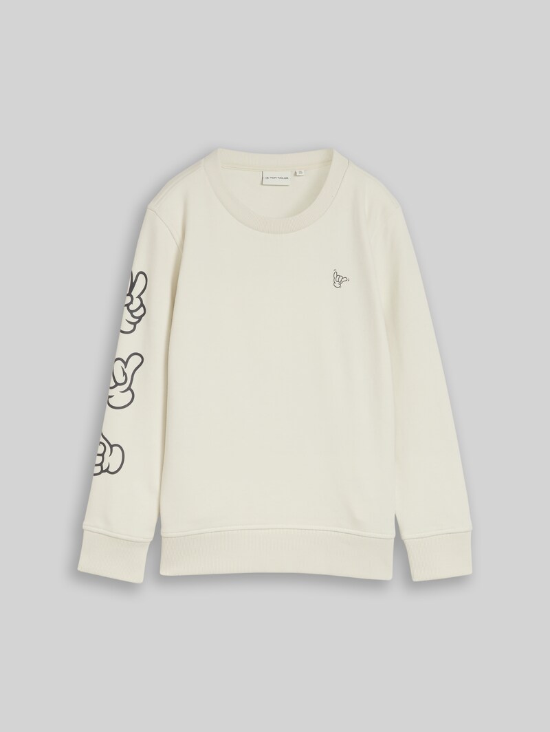 Tom Tailor Basic Sweatshirt mit Print - Greyish White