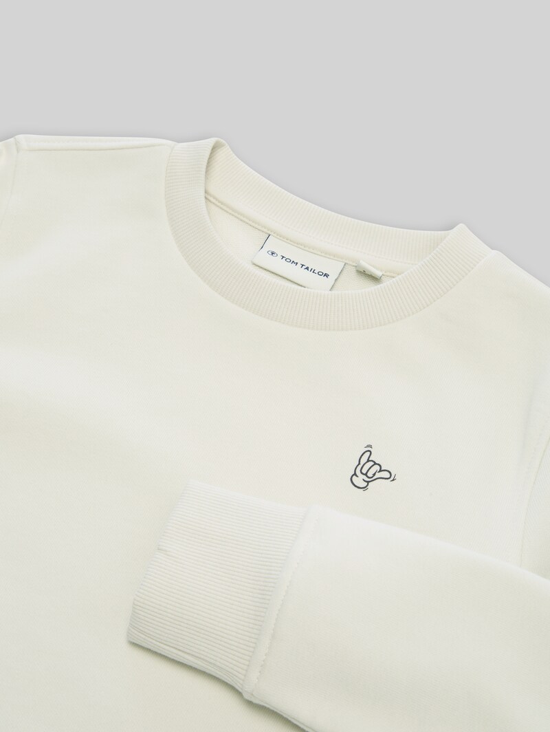 Tom Tailor Basic Sweatshirt mit Print - Greyish White