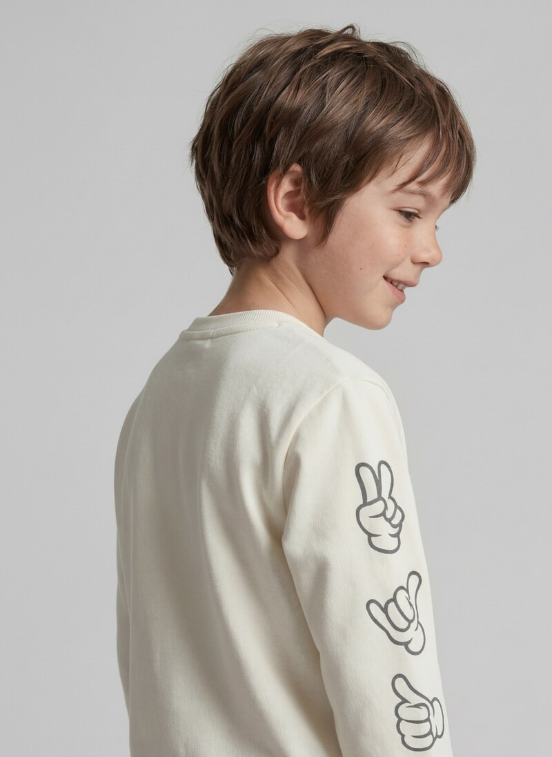 Tom Tailor Basic Sweatshirt mit Print - Greyish White