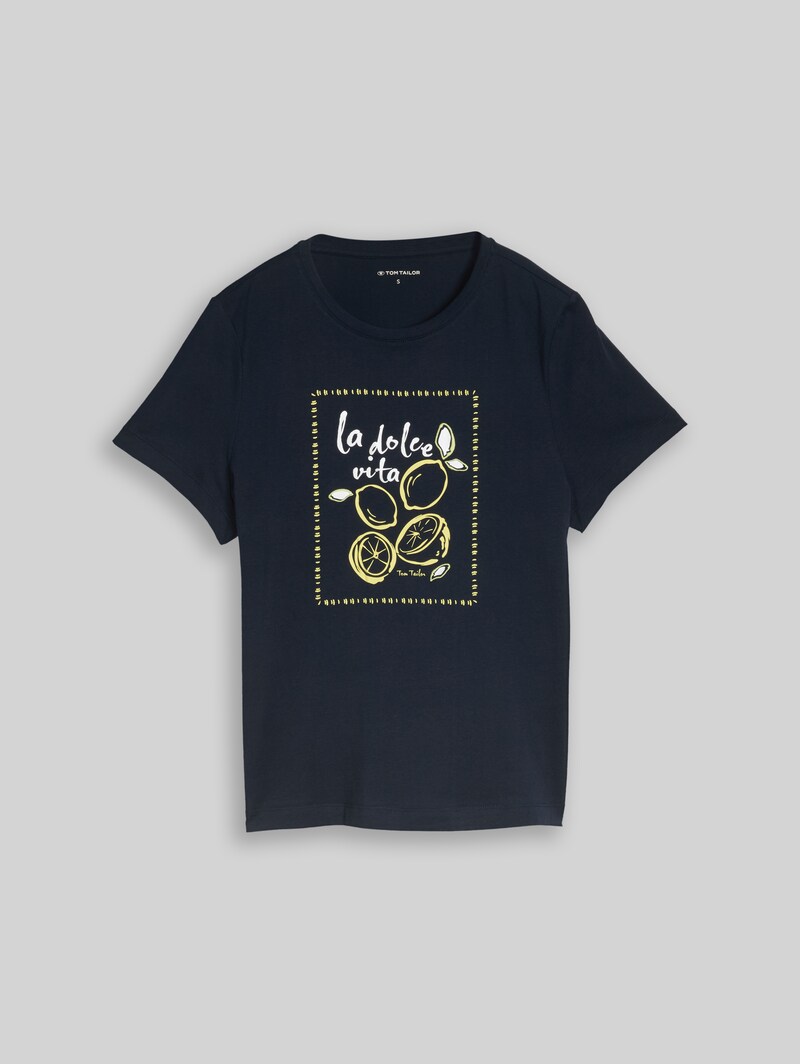 Tom Tailor T-Shirt mit Print - Sky Captain Blue