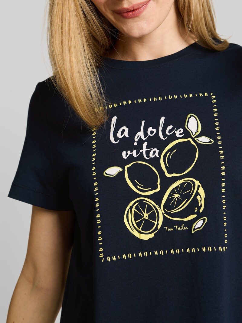 Tom Tailor T-Shirt mit Print - Sky Captain Blue