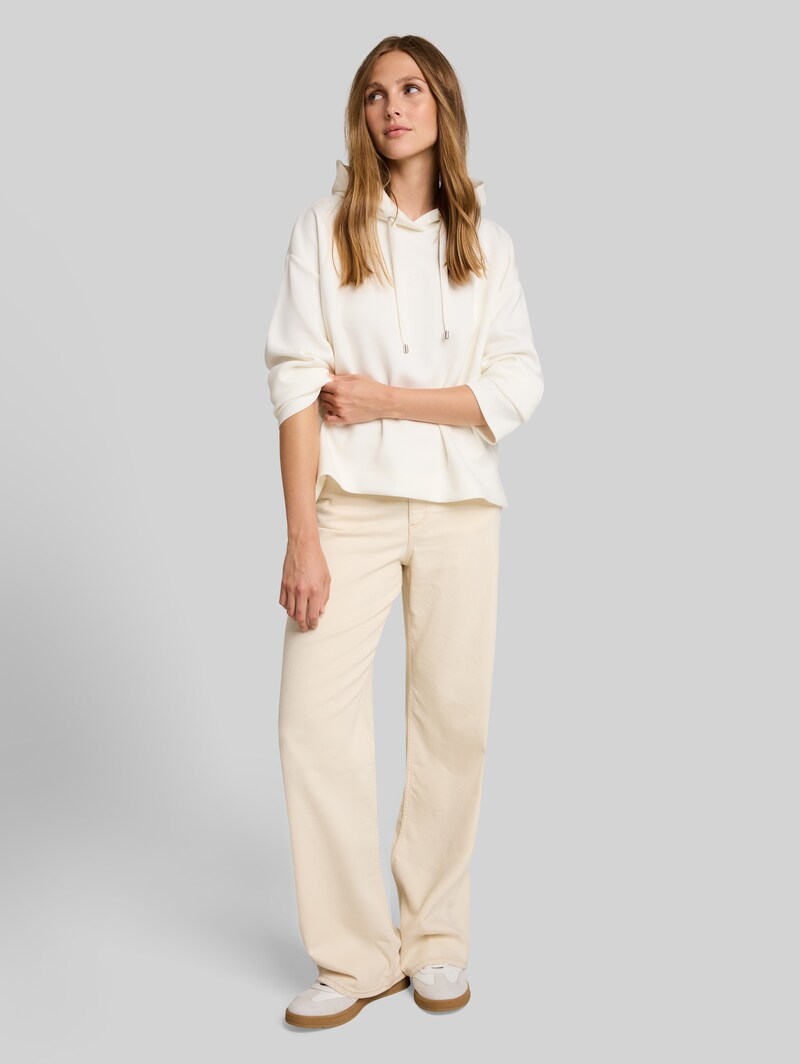 Tom Tailor Loose Fit Scuba Hoodie Sweatshirt mit Stickerei - Off White
