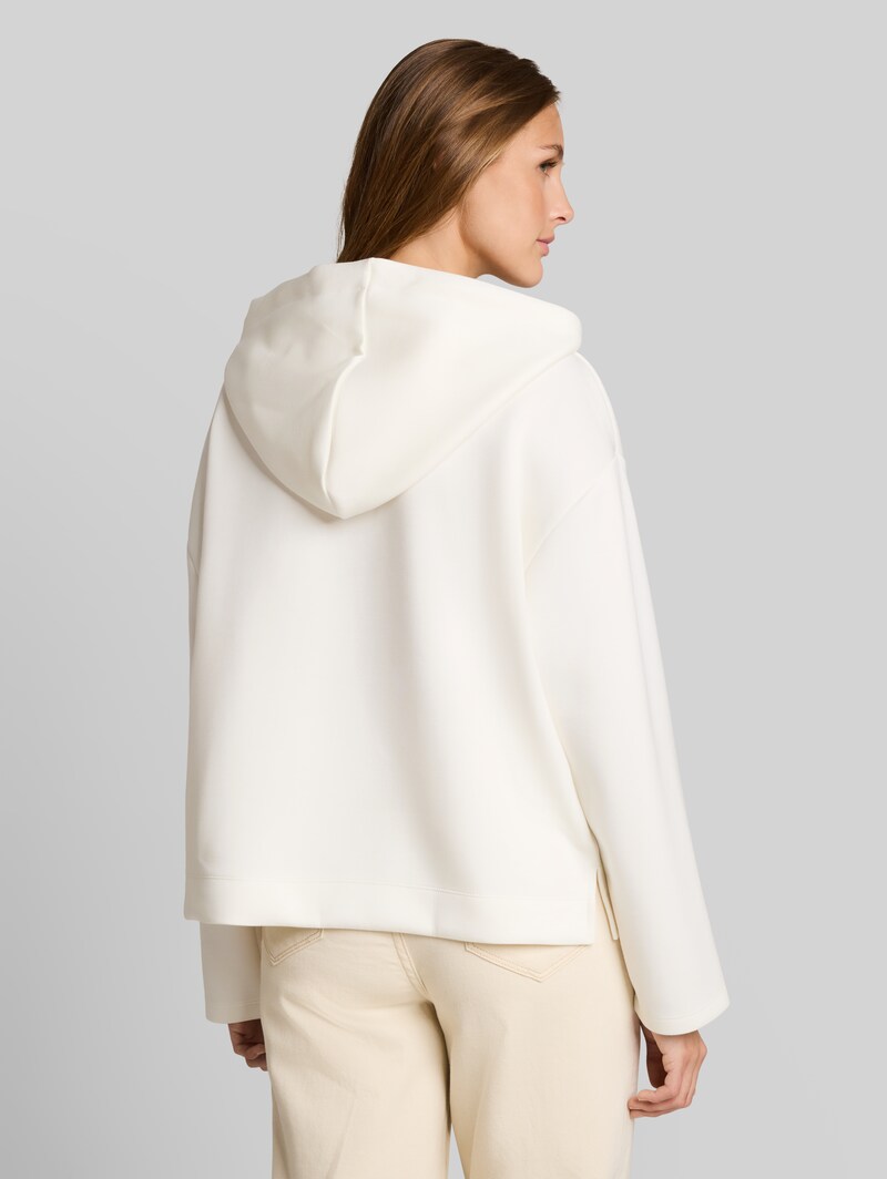 Tom Tailor Loose Fit Scuba Hoodie Sweatshirt mit Stickerei - Off White