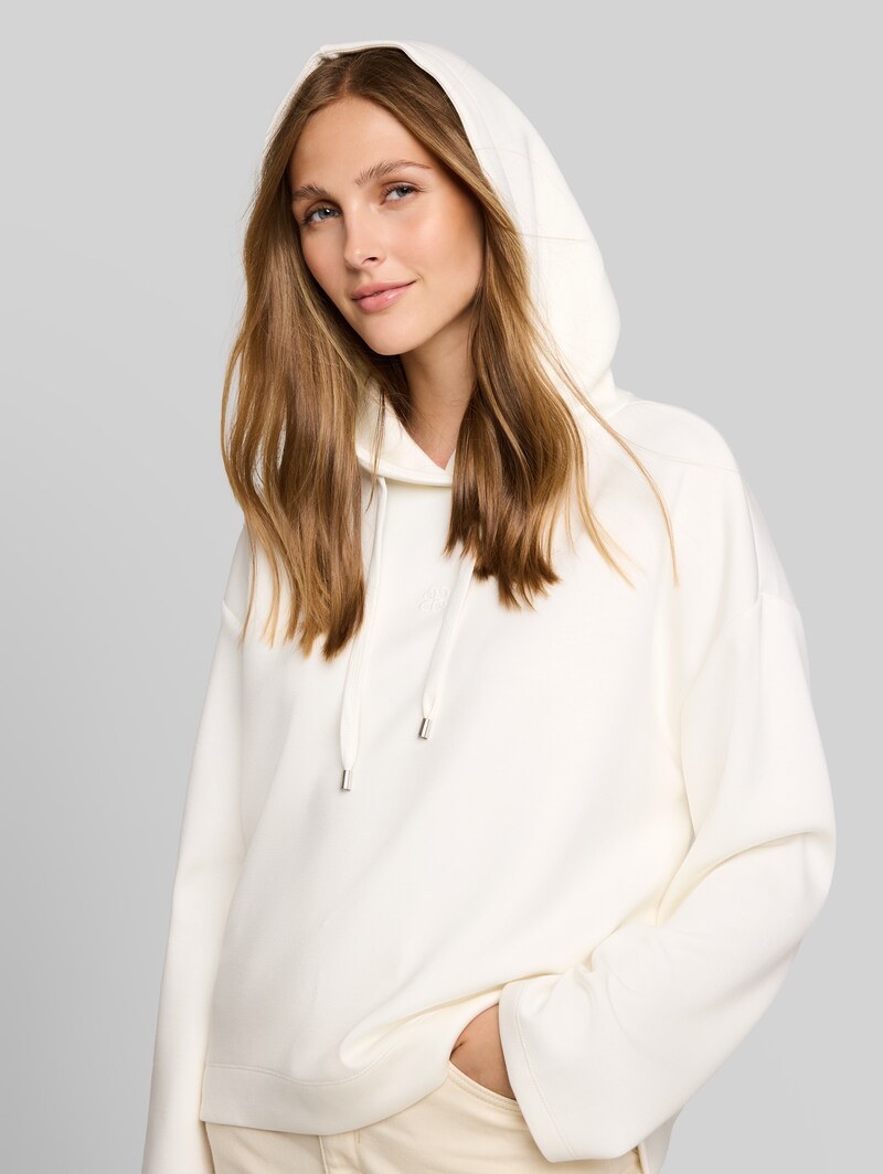 Tom Tailor Loose Fit Scuba Hoodie Sweatshirt mit Stickerei - Off White