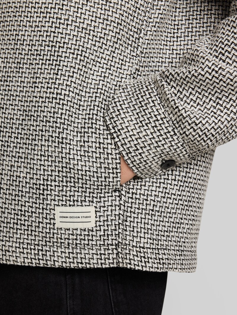 Tom Tailor Overshirt mit Taschen - Black White Structure