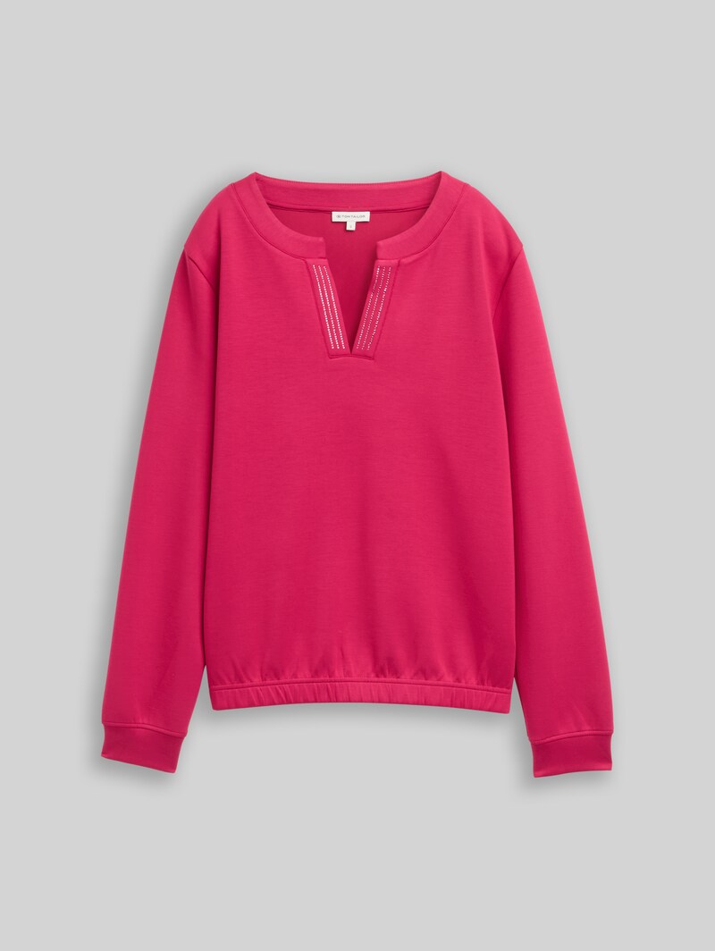 Tom Tailor Scuba Sweatshirt mit Strasssteinen - Dark Pink