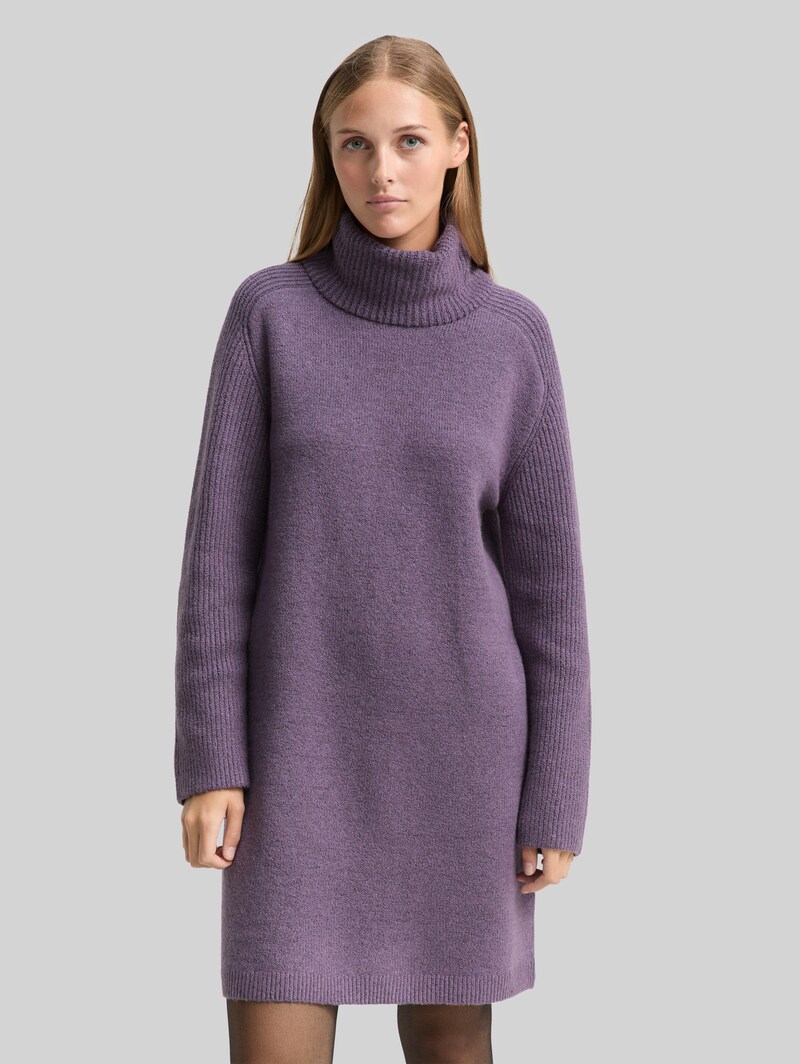 Tom Tailor Mini-Kleid mit Rollkragen - Dark Lavender Melange Tom Tailor Mini-Kleid mit Rollkragen - Dark Lavender Melange