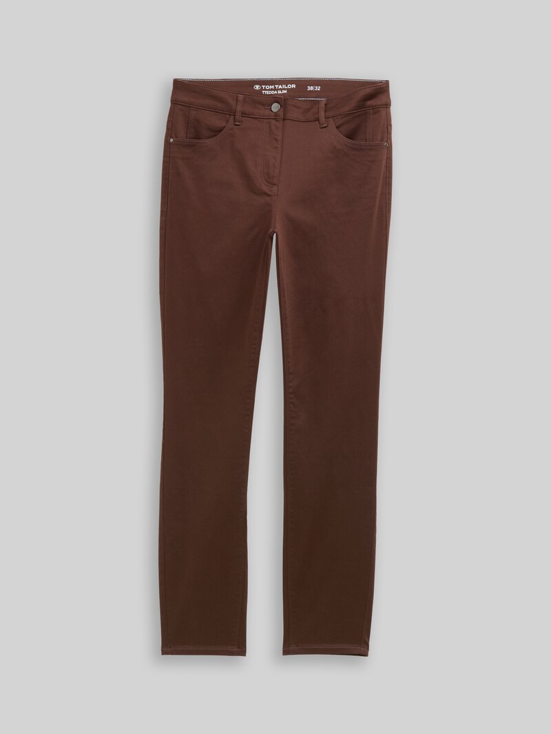 Tom Tailor TTEDDA SLIM Hose - Dark Pecan Brown