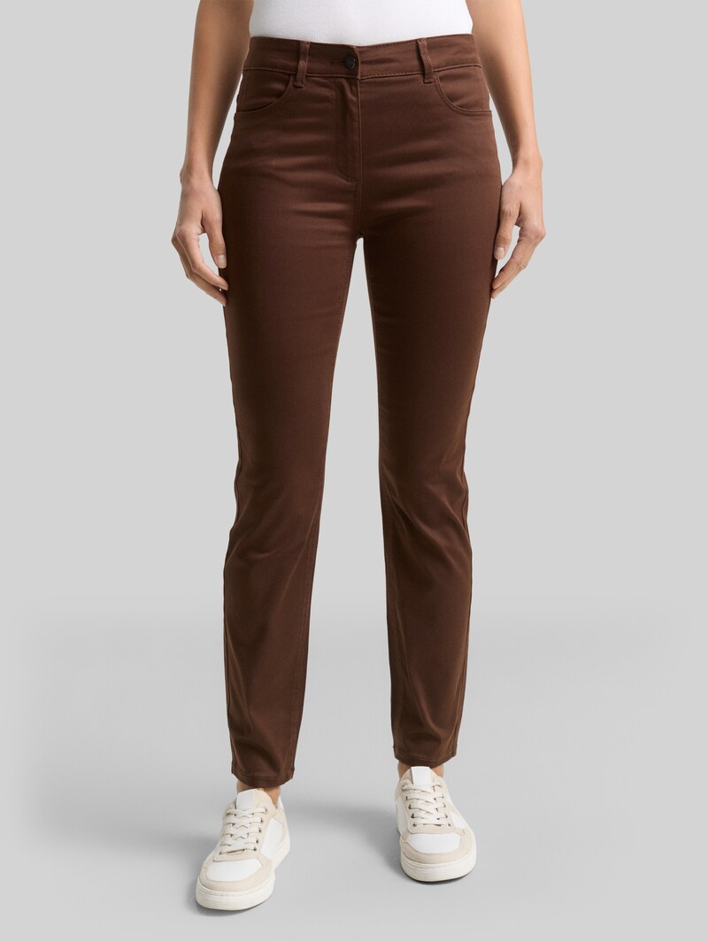 Tom Tailor TTEDDA SLIM Hose - Dark Pecan Brown