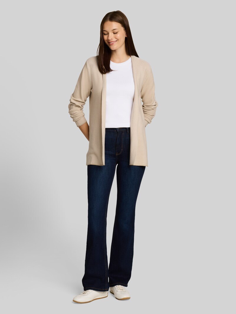 Tom Tailor Cardigan aus Baumwolle - Gravel Beige White Structure