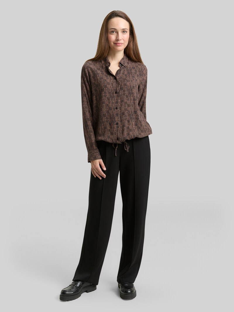 Tom Tailor Bluse mit Muster - Irregular Beige Graphic Design