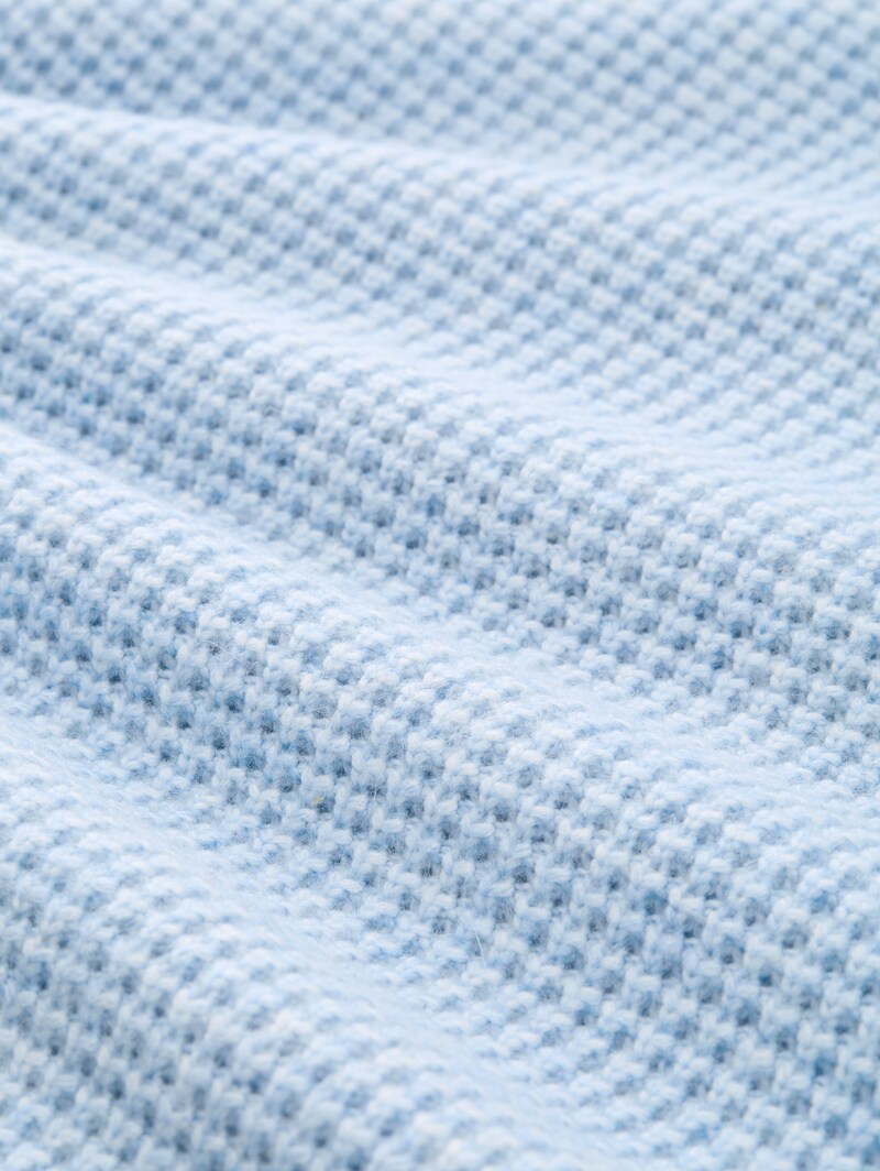Tom Tailor Strickpullover mit Wollanteil - Sky Blue Melange White Core