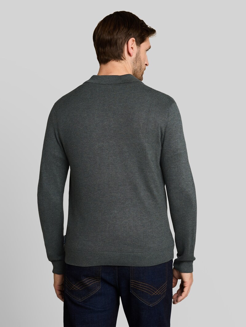 Tom Tailor Strickpullover mit Polokragen - Darkest Olive Melange