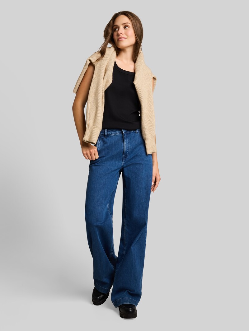 Tom Tailor Top mit Rippstruktur - Deep Black