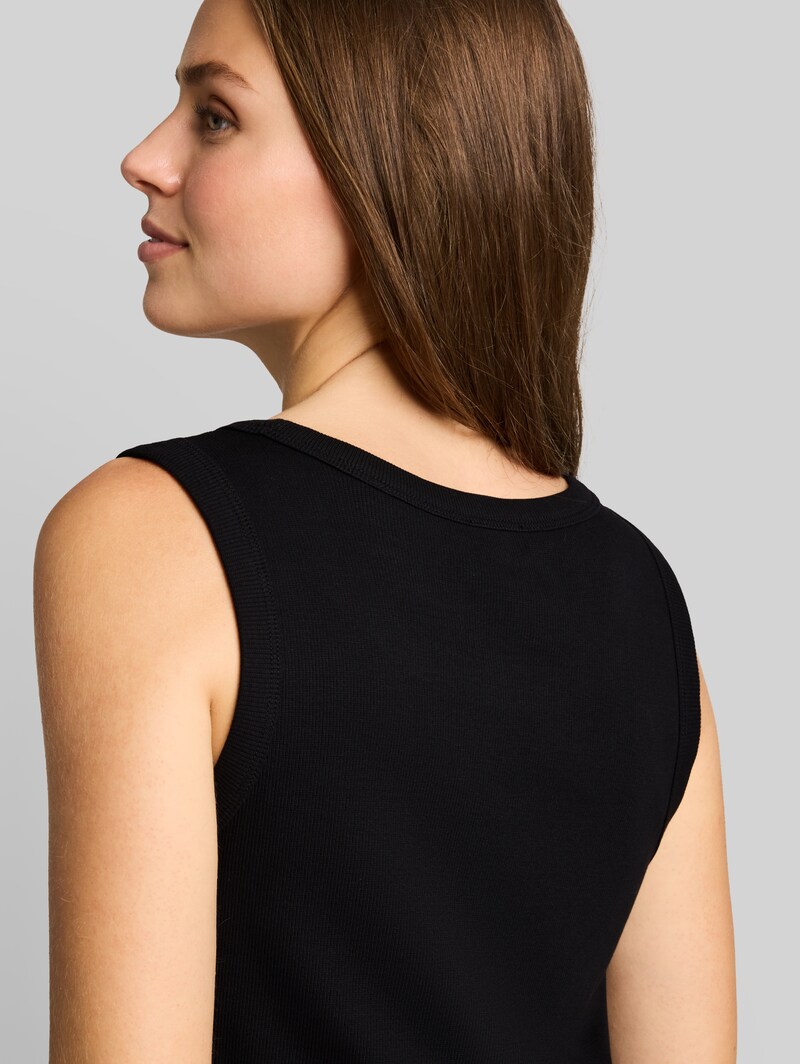 Tom Tailor Top mit Rippstruktur - Deep Black