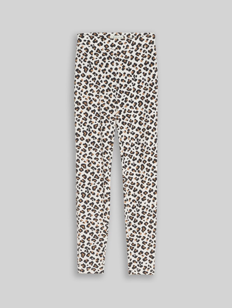 Tom Tailor Leggings mit Leo-Muster - White Beige Leo Print