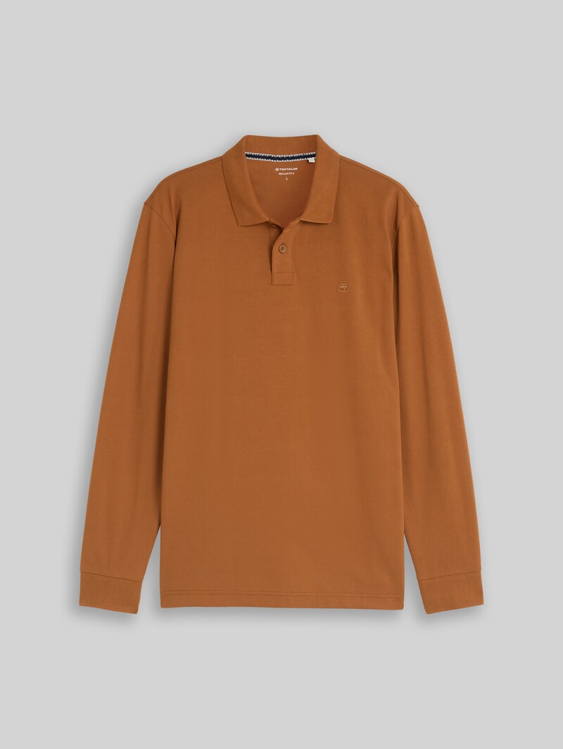 Tom Tailor Langarm Piqué Poloshirt - Bright Camel Brown