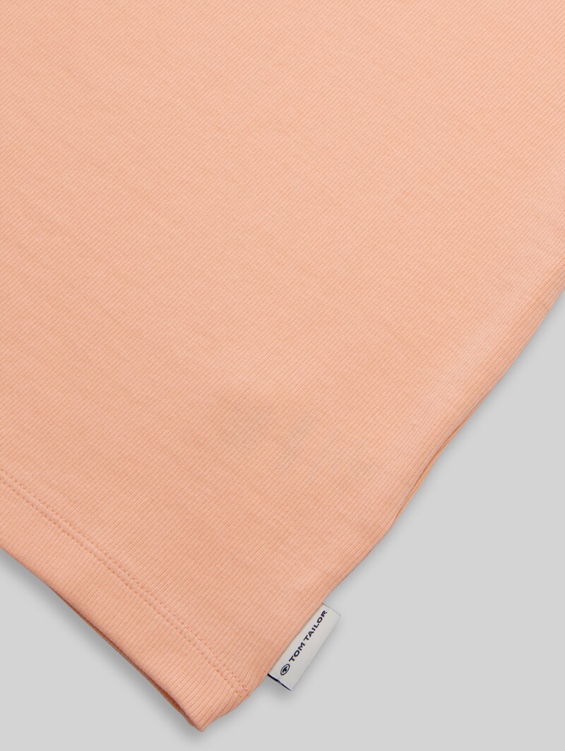 Tom Tailor Cropped T-Shirt mit Rippstruktur - Peach Bloom