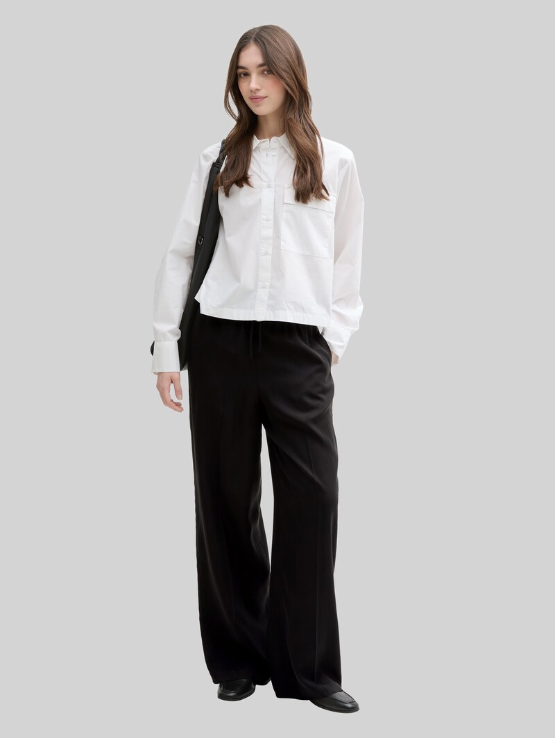 Tom Tailor Wide Leg Paperpag Hose - Deep Black