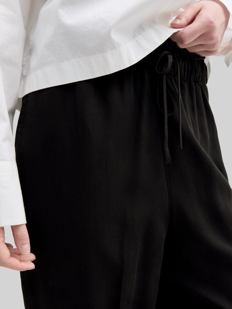 Tom Tailor Wide Leg Paperpag Hose - Deep Black