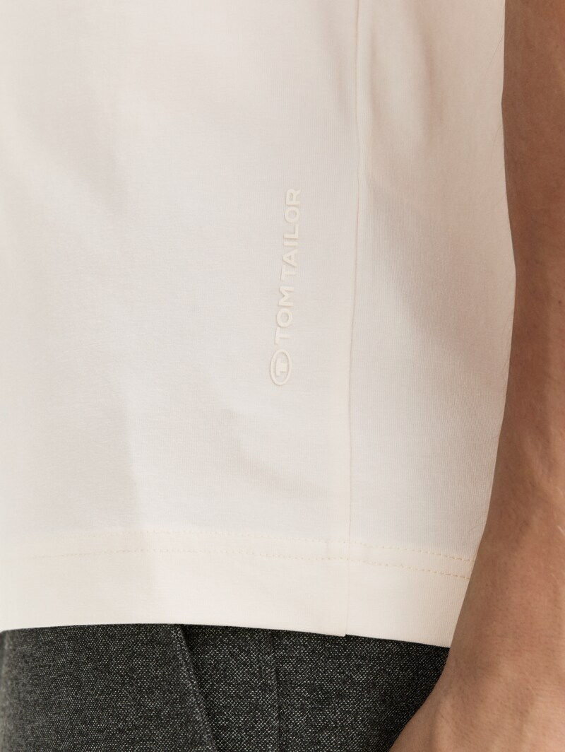Tom Tailor Slim Fit T-Shirt mit Stretch - Gardenia White