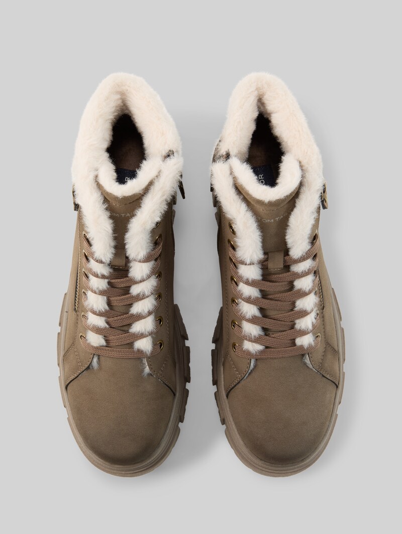 Tom Tailor Gefütterte Stiefeletten mit Fellimitat - Taupe