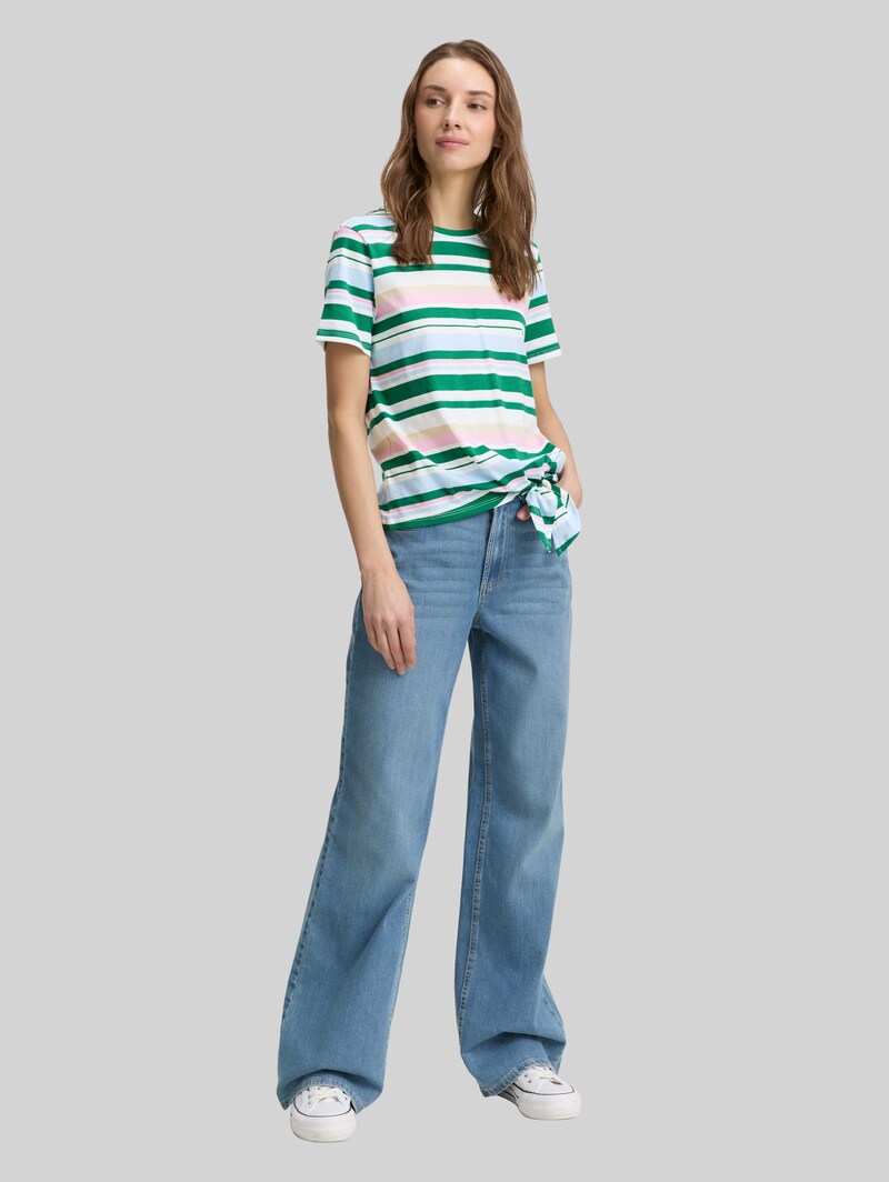 Tom Tailor T-Shirt mit Knoten-Detail - Multicolor Stripe