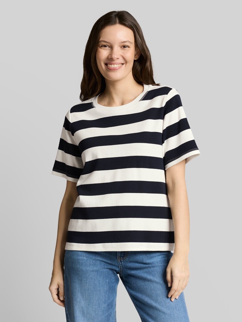 Tom Tailor T-Shirt aus Baumwolle - White Navy Bold Stripe Tom Tailor T-Shirt aus Baumwolle - White Navy Bold Stripe