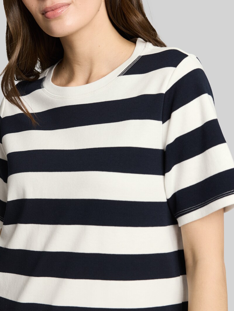 Tom Tailor T-Shirt aus Baumwolle - White Navy Bold Stripe
