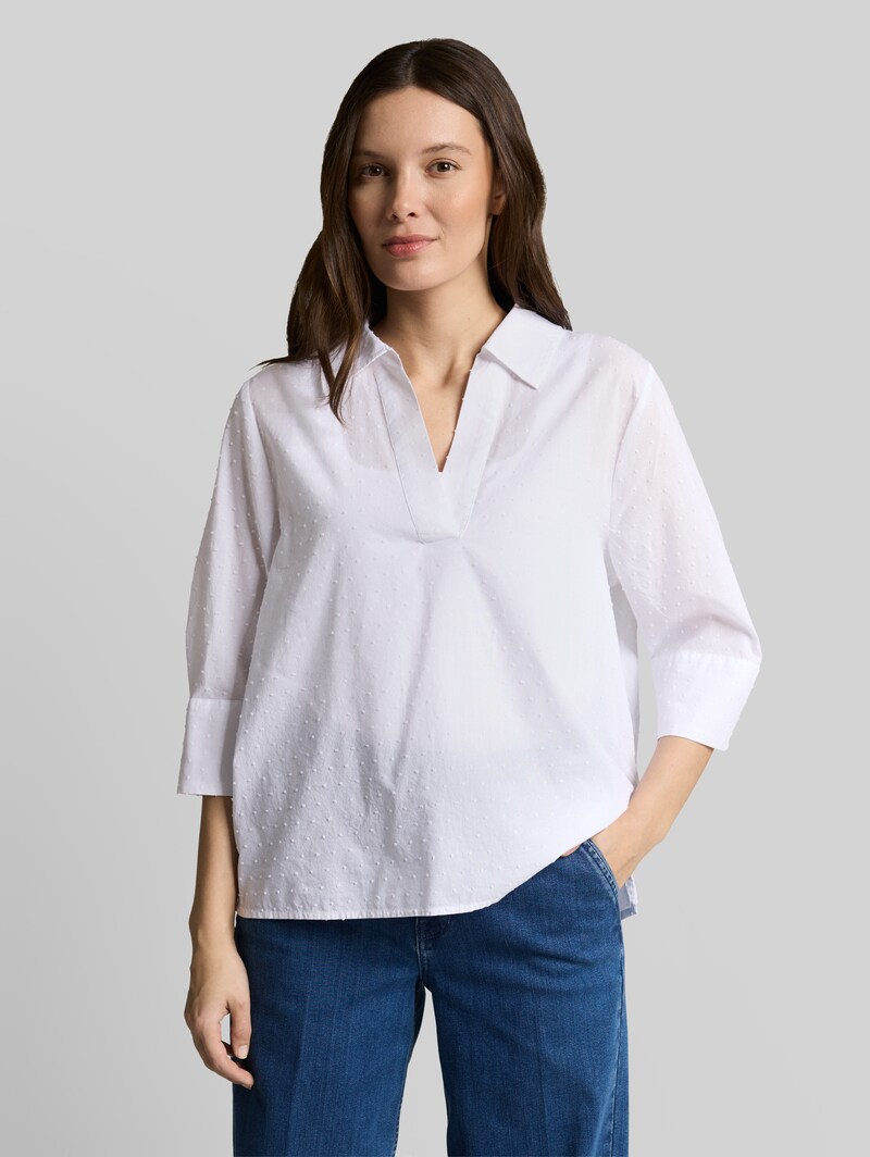 Tom Tailor Loose Fit Bluse mit Stickerei - White Dobby Tom Tailor Loose Fit Bluse mit Stickerei - White Dobby