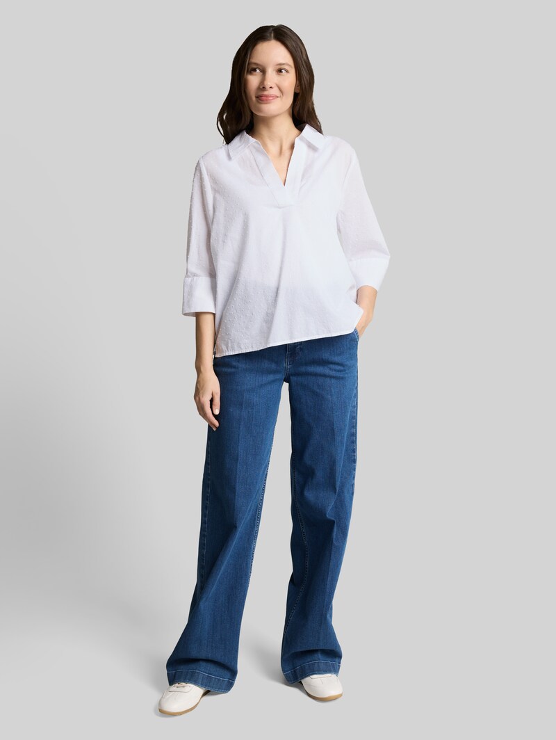 Tom Tailor Loose Fit Bluse mit Stickerei - White Dobby