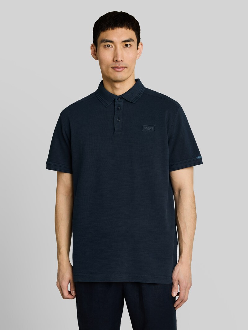 Tom Tailor Piqué Poloshirt mit Logo-Badge - Sky Captain Blue Tom Tailor Piqué Poloshirt mit Logo-Badge - Sky Captain Blue
