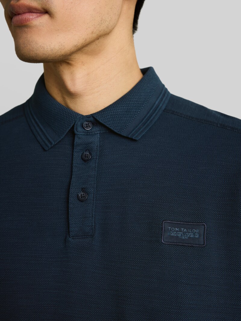 Tom Tailor Piqué Poloshirt mit Logo-Badge - Sky Captain Blue