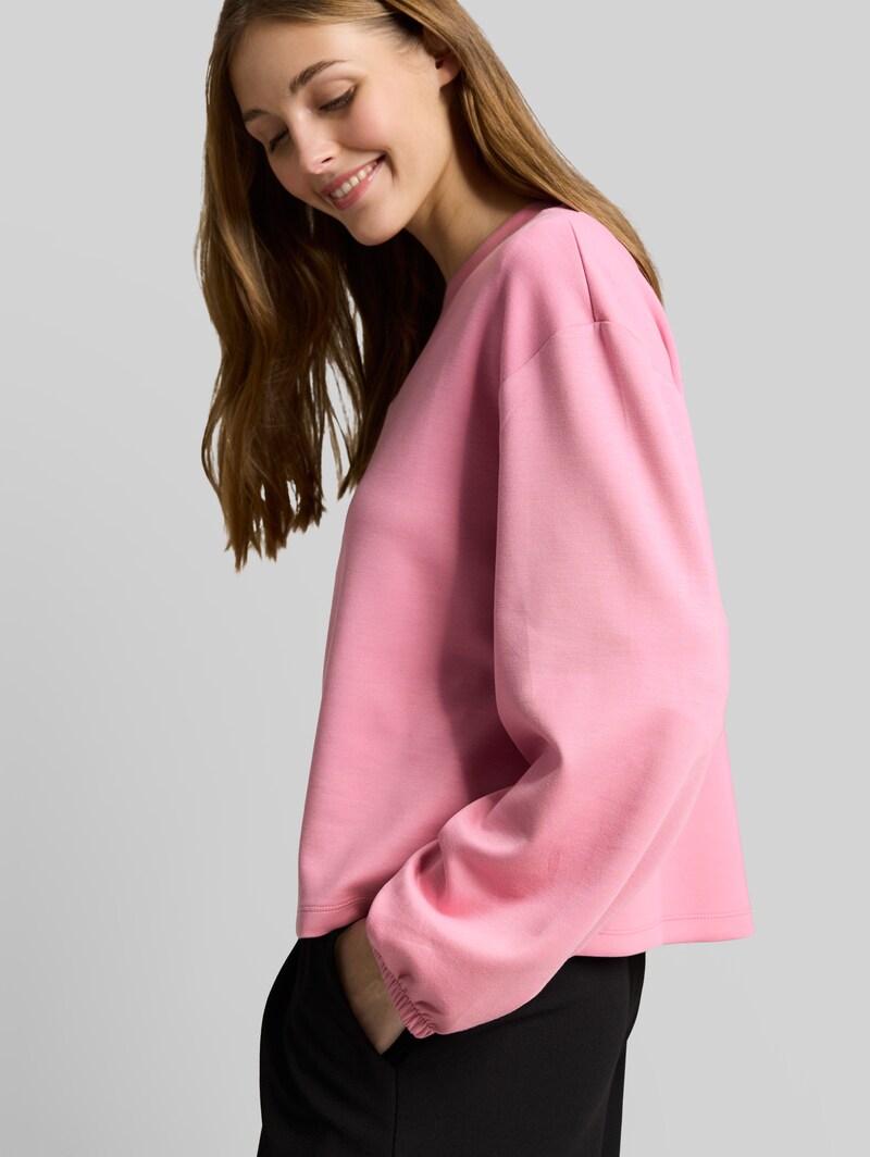 Tom Tailor Loose Fit Scuba Langarmshirt - Soft Blush Rose