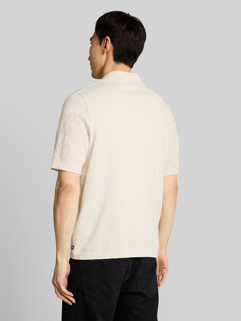 Tom Tailor Strickpullover mit Polokragen - Gardenia White