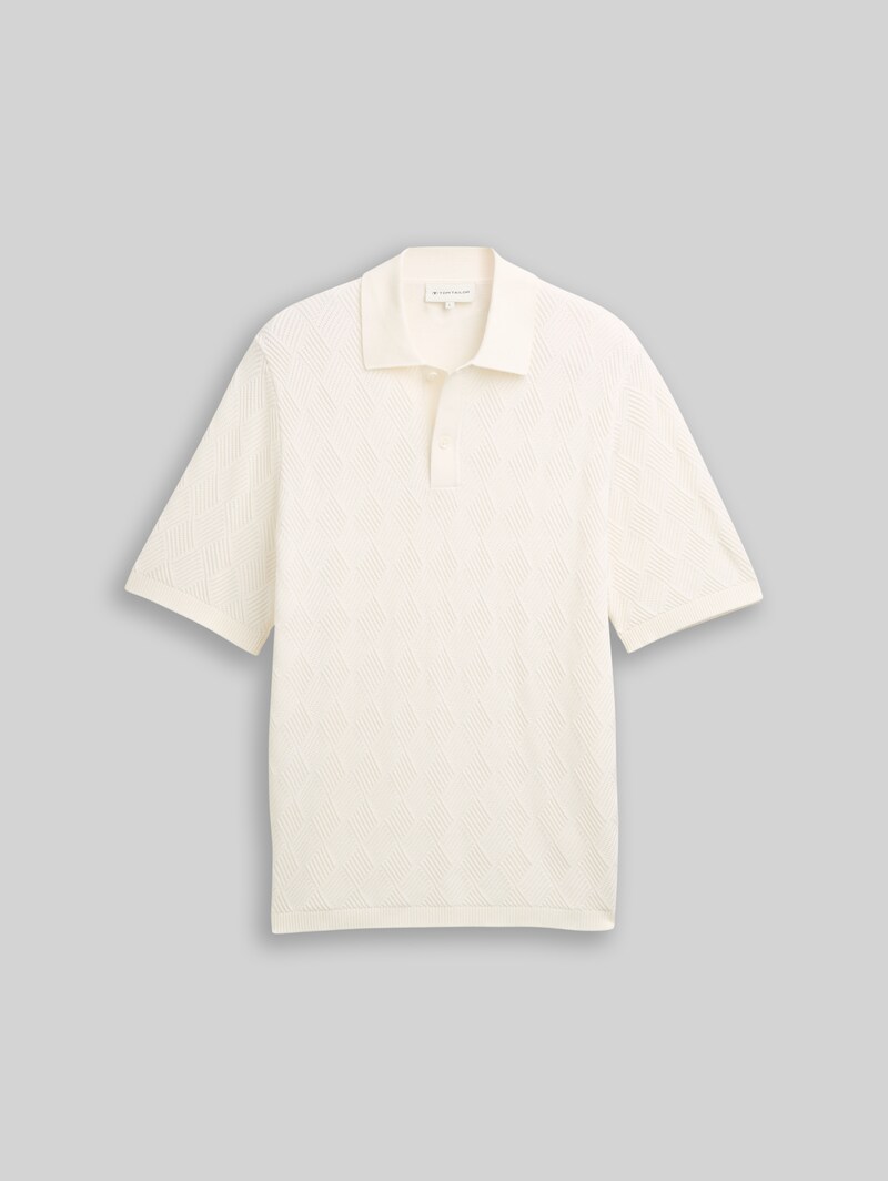 Tom Tailor Strickpullover mit Polokragen - Gardenia White